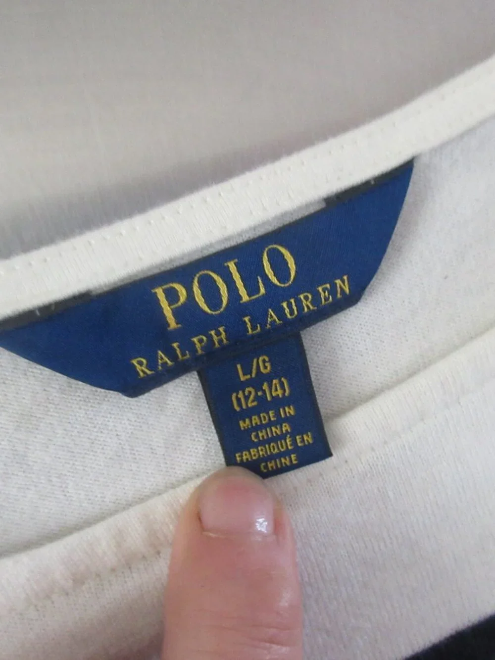 Polo Ralph Lauren Girls Size L 12/14 Red and Dark Blue Striped Dress cotton